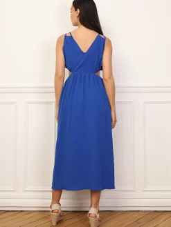 Hot La Modeuse Robe taille cut out mi-longue Bleu