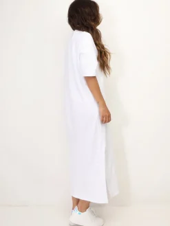 Hot La Modeuse Robe T-shirt à fentes Blanc