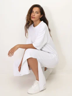Hot La Modeuse Robe T-shirt à fentes Blanc