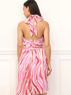 Clearance La Modeuse Robe évasée à motif zébré Fuchsia