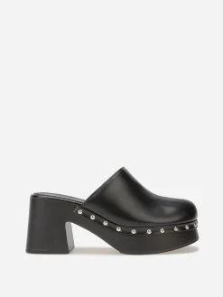 Sale La Modeuse Sabots à talon et clous Noir