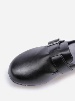 Clearance La Modeuse Sabots cloutés à talon effet bois Noir