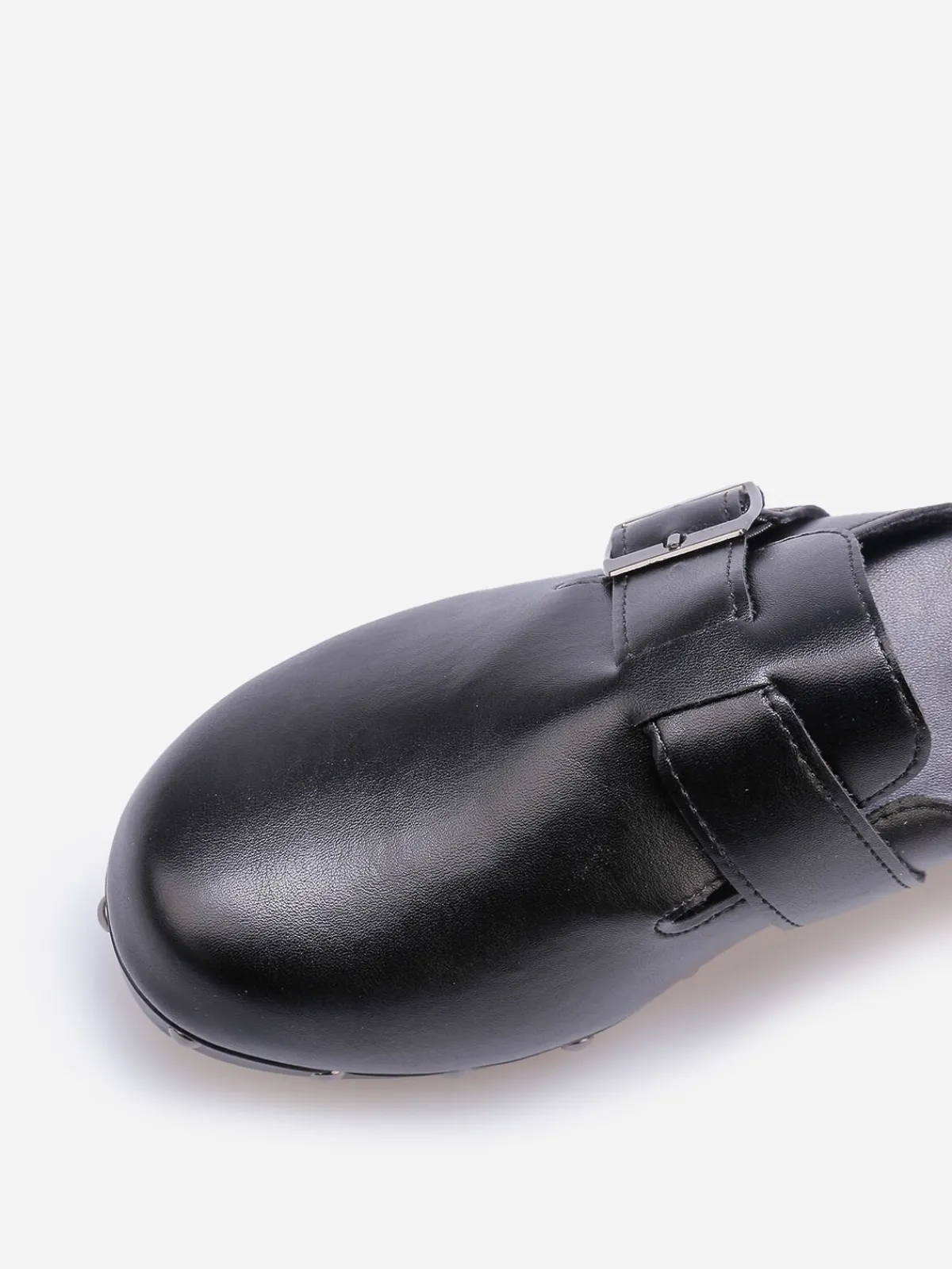 Clearance La Modeuse Sabots cloutés à talon effet bois Noir