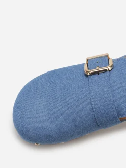 Outlet La Modeuse Sabots en denim à boucles et clous BleuDenim