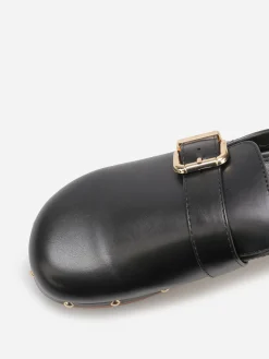 Best La Modeuse Sabots en simili à boucles et clous Noir