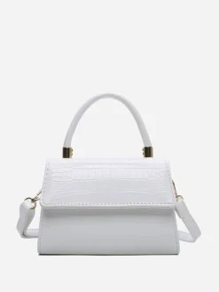 Best La Modeuse Sac à main effet croco verni avec rabat Blanc