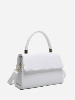 Best La Modeuse Sac à main effet croco verni avec rabat Blanc