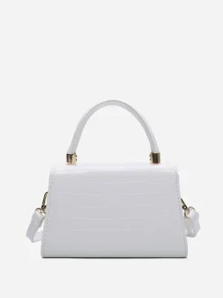 Best La Modeuse Sac à main effet croco verni avec rabat Blanc