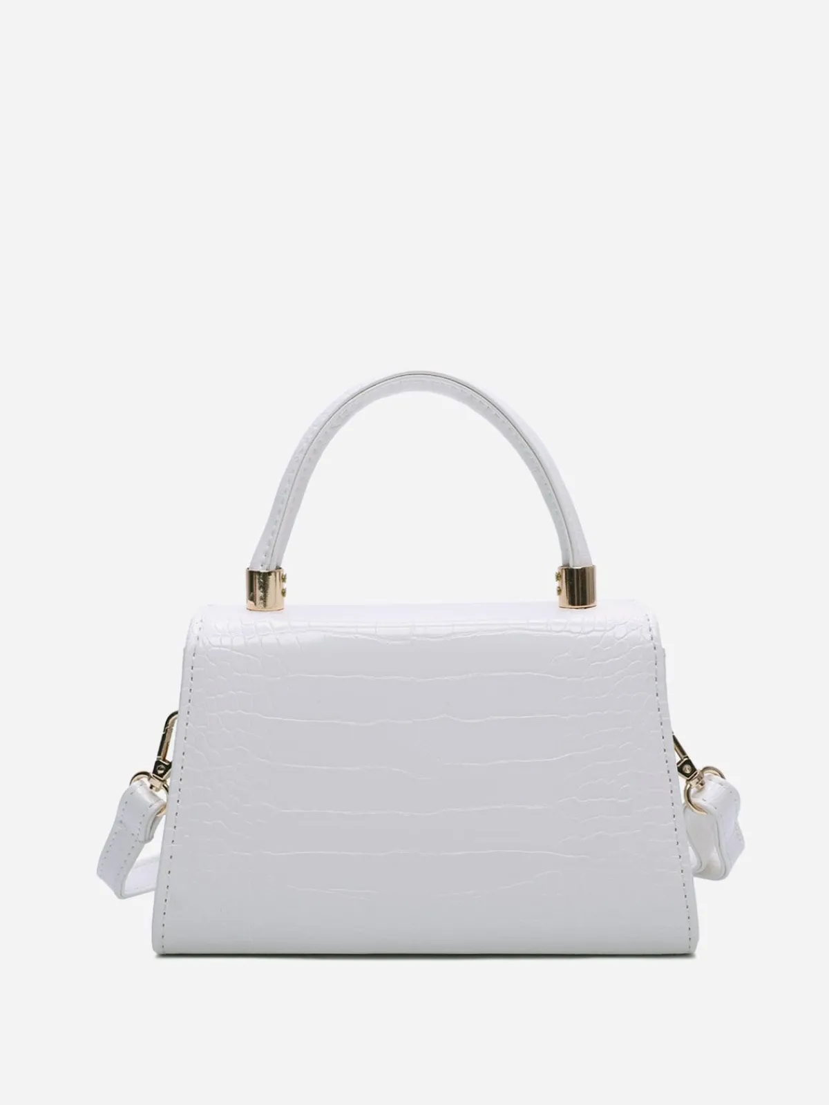 Best La Modeuse Sac à main effet croco verni avec rabat Blanc