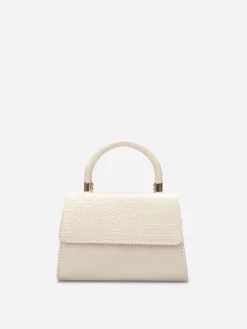 New La Modeuse Sac à main effet croco verni avec rabat Beige