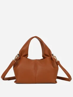 Outlet La Modeuse Sac à main froncé et arrondi Marronfoncé