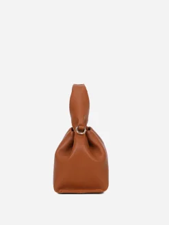 Outlet La Modeuse Sac à main froncé et arrondi Marronfoncé