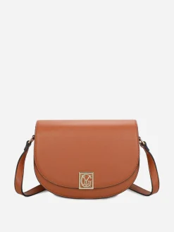 Discount La Modeuse Sac bandoulière à monogramme doré Marron