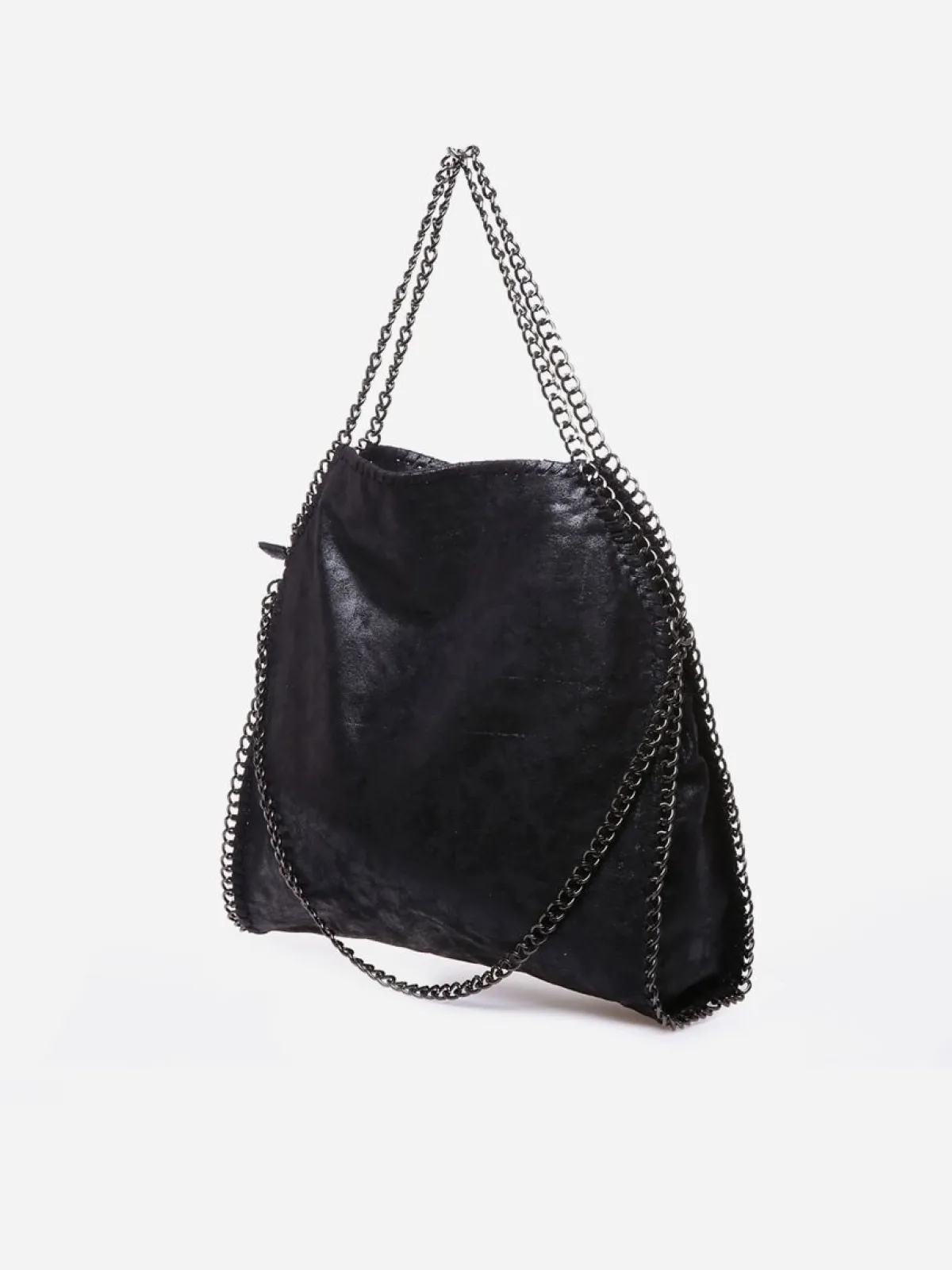 La Modeuse Sac cabas moyen à anses en chaînes Noir