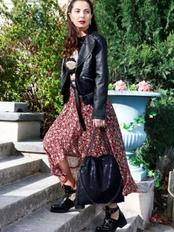 La Modeuse Sac cabas moyen à anses en chaînes Noir