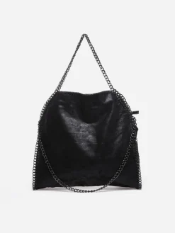 Hot La Modeuse Sac cabas contour et anses en chaîne Noir