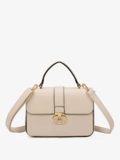 New La Modeuse Sac cartable à fermoir doré Beige