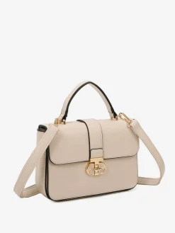 New La Modeuse Sac cartable à fermoir doré Beige