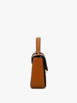 Outlet La Modeuse Sac cartable à fermoir doré Marron