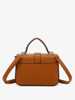 Outlet La Modeuse Sac cartable à fermoir doré Marron