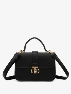 Outlet La Modeuse Sac cartable à fermoir doré Noir