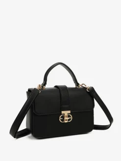 Outlet La Modeuse Sac cartable à fermoir doré Noir