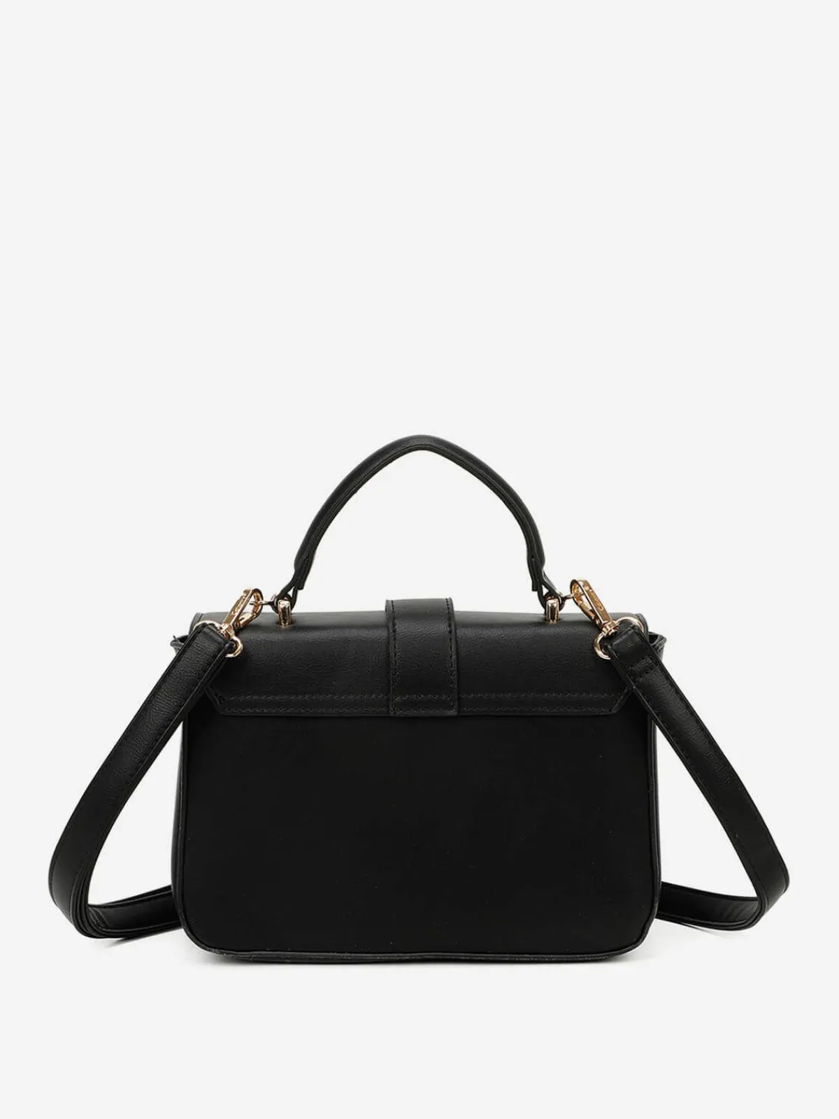 Outlet La Modeuse Sac cartable à fermoir doré Noir