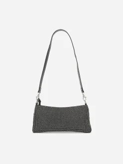 Discount La Modeuse Sac porté épaule à strass Noir
