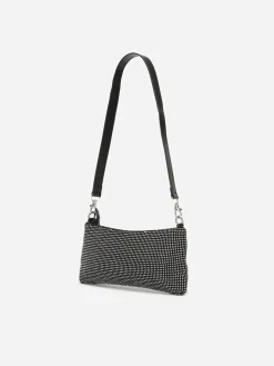 Discount La Modeuse Sac porté épaule à strass Noir