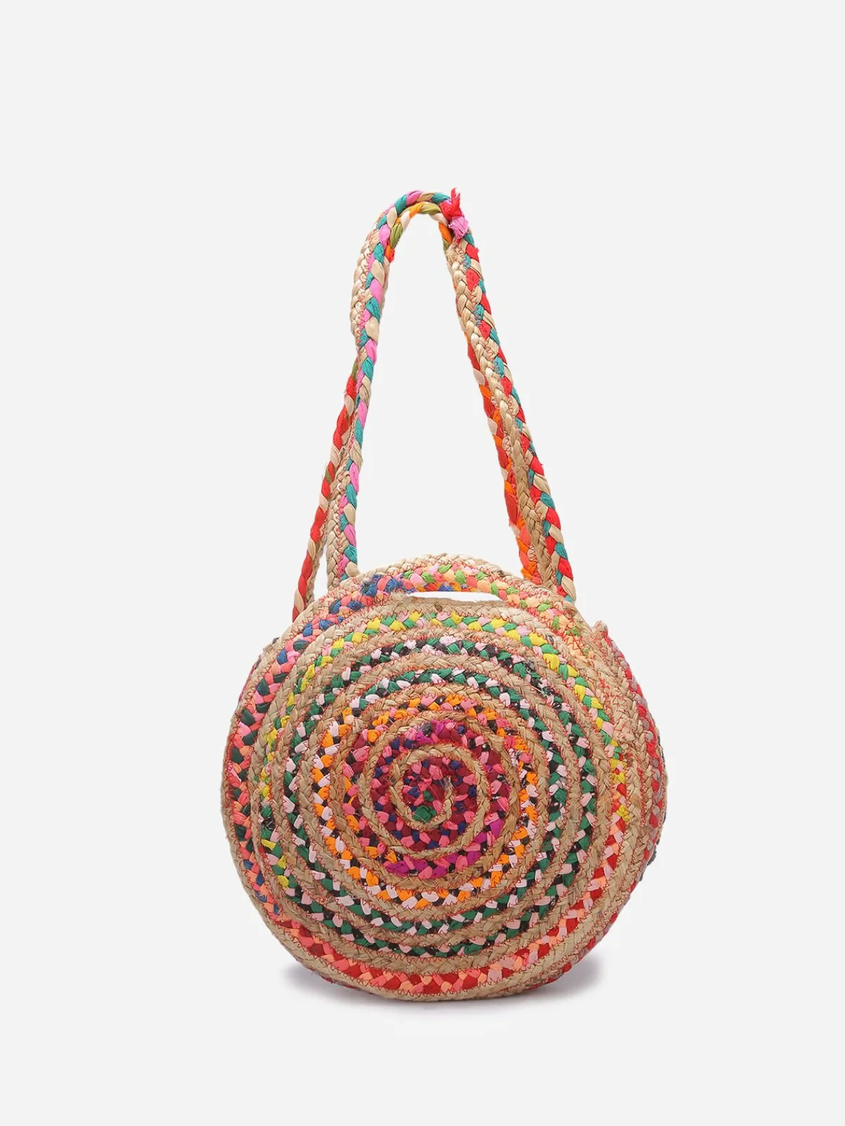 Clearance La Modeuse Sac rond tressé Multicolore