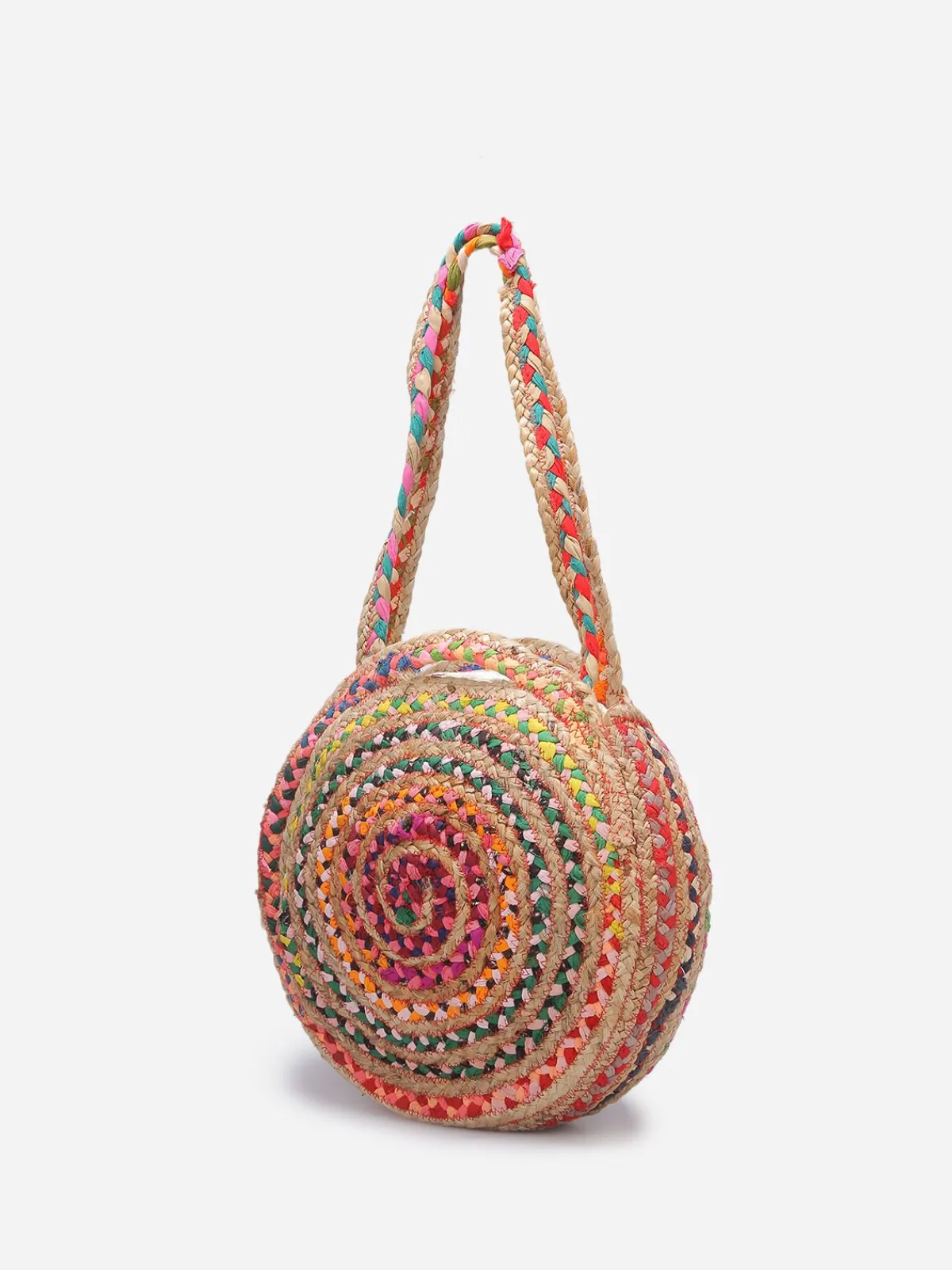 Clearance La Modeuse Sac rond tressé Multicolore