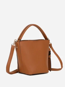 Clearance La Modeuse Sac seau rigide et texturé Marron