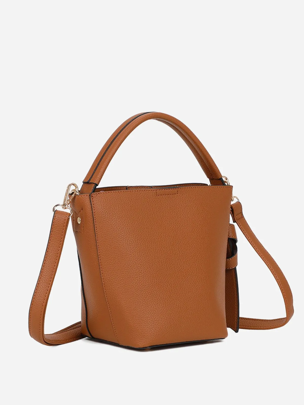 Clearance La Modeuse Sac seau rigide et texturé Marron