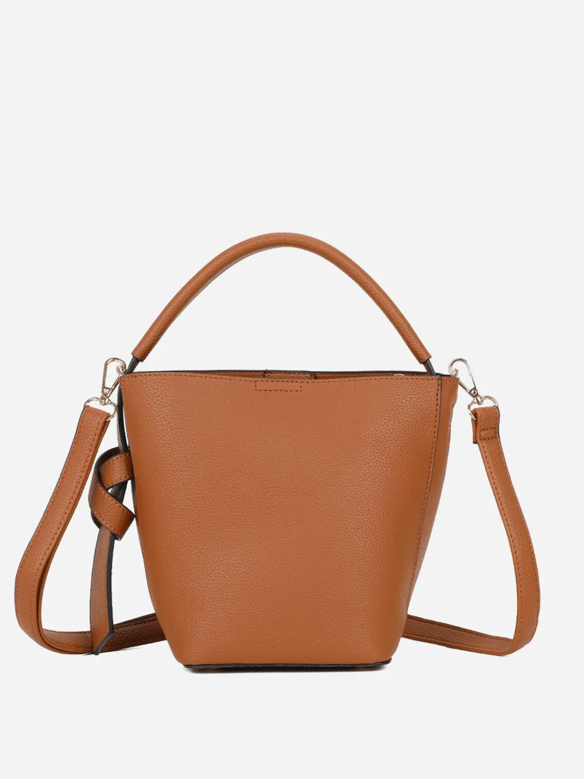 Clearance La Modeuse Sac seau rigide et texturé Marron