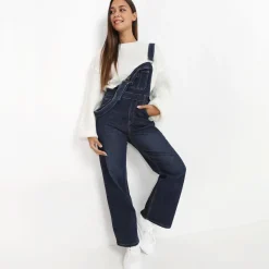 Discount La Modeuse Salopette en jeans wideleg Bleu