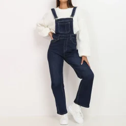 Discount La Modeuse Salopette en jeans wideleg Bleu