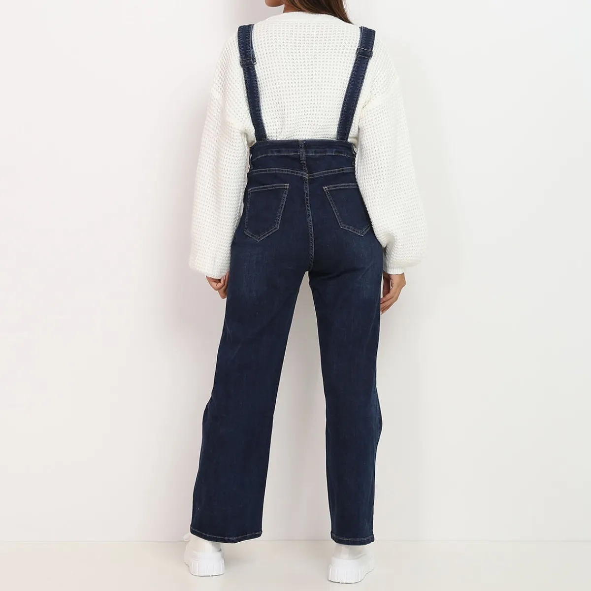 Discount La Modeuse Salopette en jeans wideleg Bleu