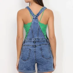 Online La Modeuse Salopette short retroussé Bleufoncé