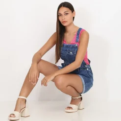 Online La Modeuse Salopette short retroussé Bleufoncé