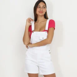 Hot La Modeuse Salopette short retroussé Blanc