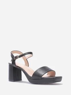 Discount La Modeuse Sandales à bout carré grandes tailles Noir