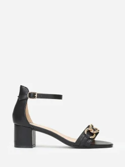 Online La Modeuse Sandales à bride et talon carré Noir