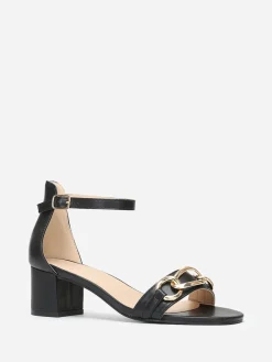 Online La Modeuse Sandales à bride et talon carré Noir