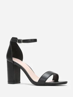 Clearance La Modeuse Sandales à bride et talon carrés Noir