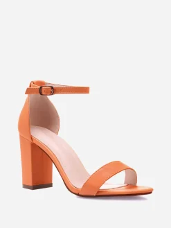 Online La Modeuse Sandales à bride et talon carrés Orange