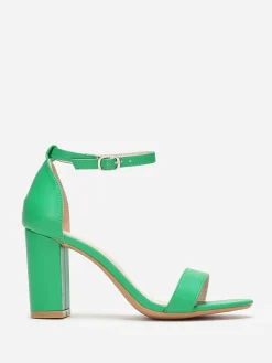 Discount La Modeuse Sandales à bride et talon carrés Vert