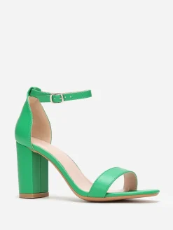Discount La Modeuse Sandales à bride et talon carrés Vert