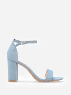 Outlet La Modeuse Sandales à bride et talon carrés BleuDenim