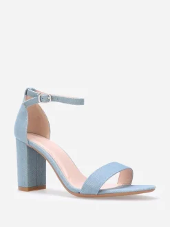 Outlet La Modeuse Sandales à bride et talon carrés BleuDenim