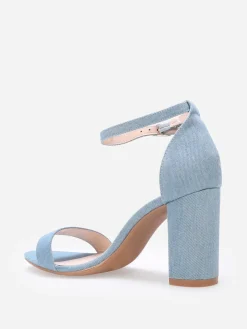Outlet La Modeuse Sandales à bride et talon carrés BleuDenim